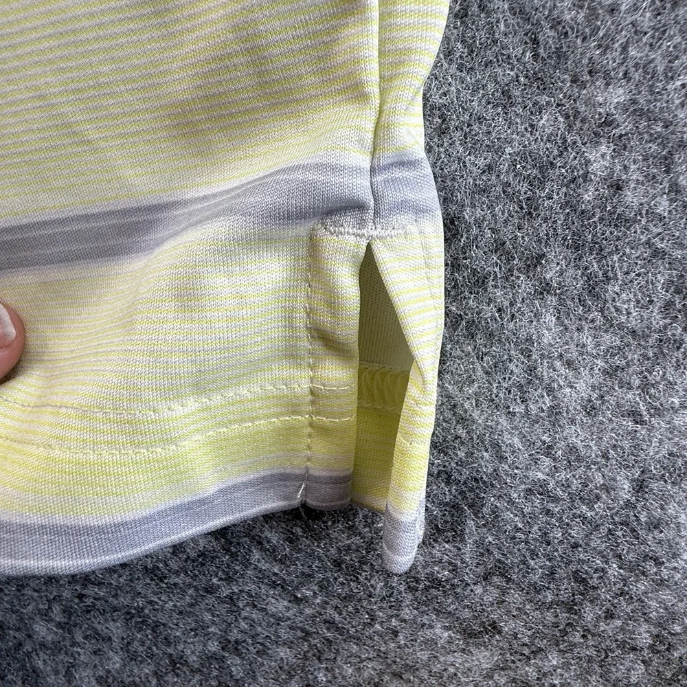 Adidas‎ Mens Whistling Straits Sz Med Gray Yellow Polo Short Sleeve Climacool